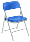 Plastic Folding Chair - Plastic Seat/Back Steel Frame - Blue - Grade Industrial Supply