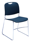 HI-Tech Stack Chair --11 mm Steel Rod Chrome Plated Frame Injection Molded Textured Plastic Non-fading Seat/Back - Navy - Grade Industrial Supply