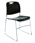 HI-Tech Stack Chair --11 mm Steel Rod Chrome Plated Frame Injection Molded Textured Plastic Non-fading Seat/Back - Black - Grade Industrial Supply