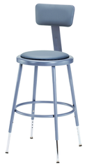 19" - 27" Adjustable Padded Stool With Padded Backrest - Grade Industrial Supply