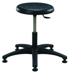 Round Polyurethane Stool - Standard Glides, 14" Soft Black Poly Seat, Pneumatic Hgt Adj, Black ABS Five Star Base, Desk Hgt 16.5"-21.5" - Grade Industrial Supply