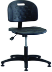 Polyurethane Stool - Standard Glides, Casters Optional, Pneumatic Hht Adj, Contoured Waterfall Seat, Adj Contoured Backrest, Black Reinforced ABS Base, Desk Hgt 16.5"-21.5" - Grade Industrial Supply