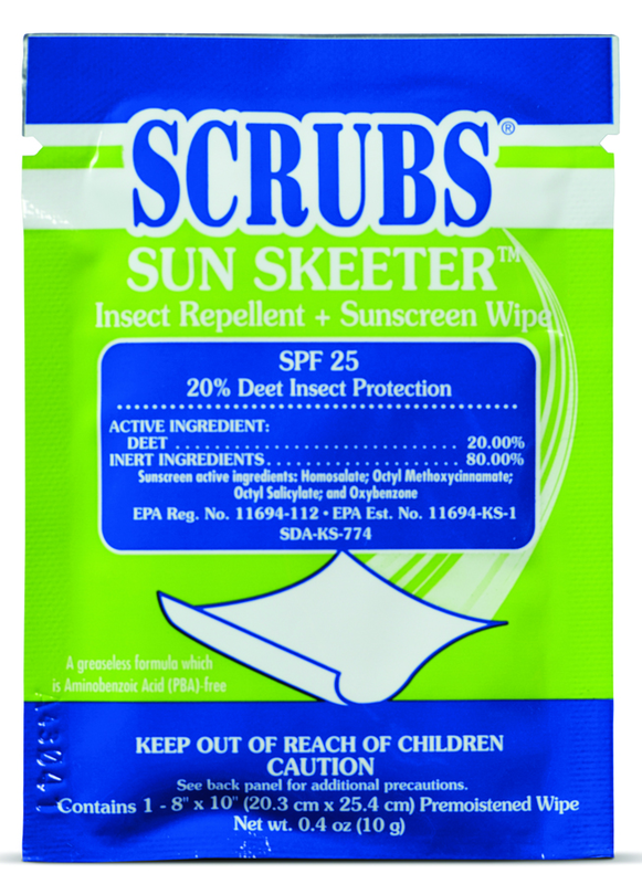 SUN SKEETERâ„¢ Insect Repellent & Sunscreen Wipes - PackageÂ of 100 - Grade Industrial Supply