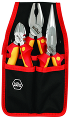 3 Piece - Insulated Belt Pack Pouch Set with 6.3" Diagonal Cutters; 8" Long Nose Pliers; 8" Combination Pliers in Belt Pack Pouch - Grade Industrial Supply