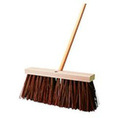 Street Broom, Hardwood Block, Palmyra Fill - Wide flared ends - Tapered handle holes - Grade Industrial Supply