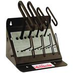 10 Piece - 3/32 - 3/8" T-Handle Style - 9'' Arm- Hex Key Set with Plain Grip in Stand - Grade Industrial Supply