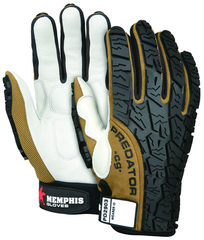 Predator Foam Padded Cow Grain Leather Palm, Tire Tread TPR Coating Gloves - Size Medium - Grade Industrial Supply