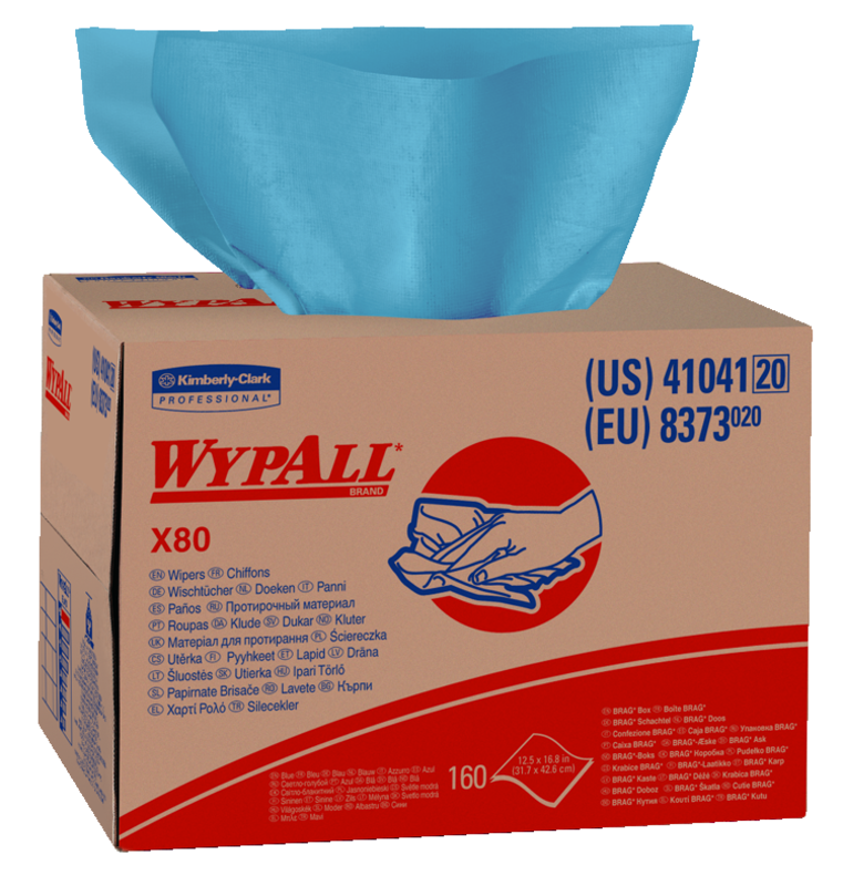 12.5 x 16.8'' - Package of 160 - WypAll X80 Brag Box - Grade Industrial Supply